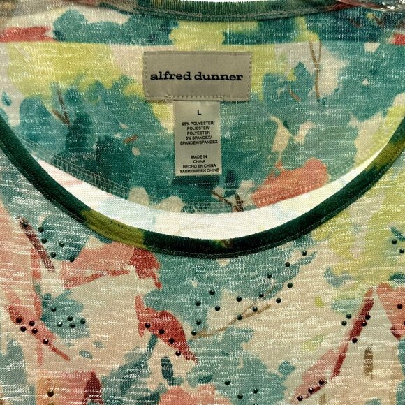 Alfred Dunner Womens Sz L Colorful Beaded Coastal Drive Pullover Top Stretch NEW - Picture 3 of 6